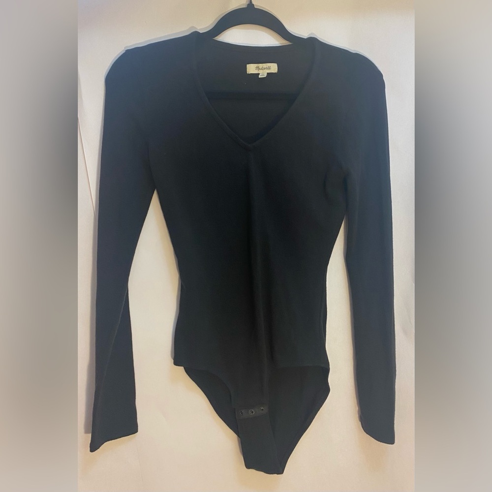 Madewell Woman’s Bodysuit Long Sleeve‎ Black Size XS